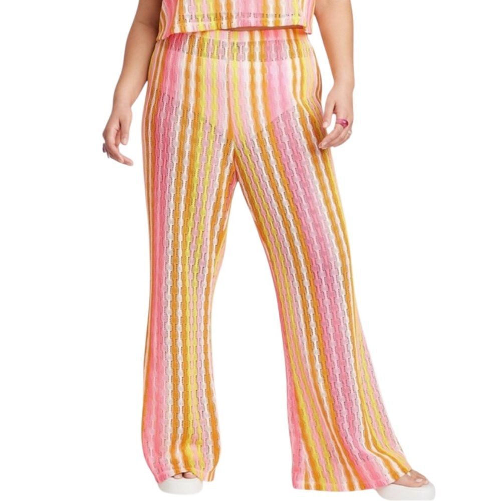 Wild Fable Women’s Multicolor Stripe Crochet Swimsuit Cover | Size XXS